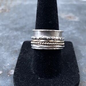 Sundance Sterling Silver Multi-Band Spinner Ring w/ gold plating Size 6.5
